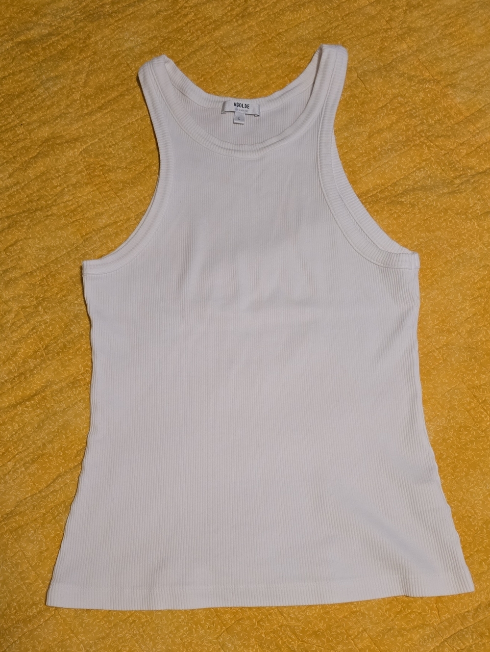 AGOLDE Women's White Ribbed Tank Top